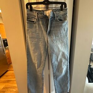 MOTHER womens Faded Blue Straight Jeans